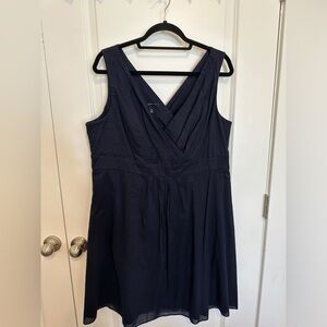 Navy Lands End Fit and Flare cotton dress